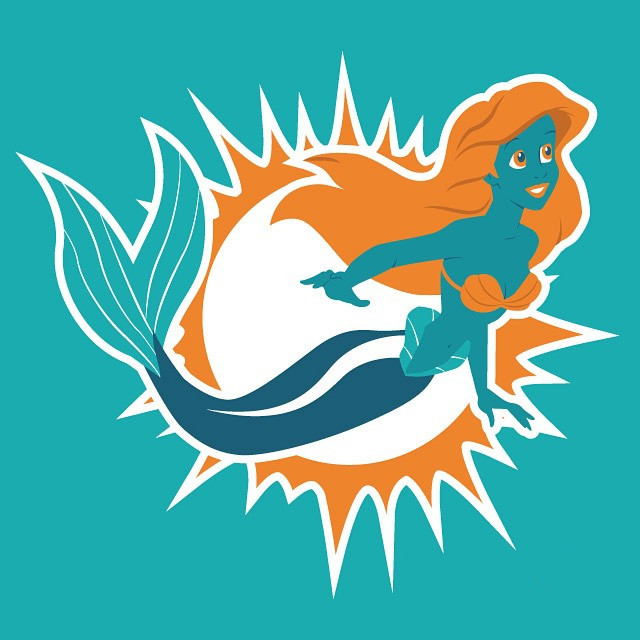 The Little Miami Dolphin logo iron on transfers